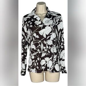 Floral Black and White Women's Top